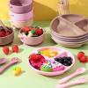 Dandat 24 Pcs Silicone Baby Feeding Set,6 Baby Toddler Suction Bowls 6 Divided Suction Plates with 6 Forks 6 Spoons, Utensils Set for Weaning Infant Feeding and Eating, 6 Styles(Light Color) view 4