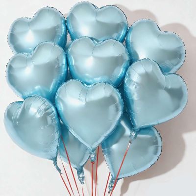 10Pcs Baby Blue Foil Heart Shaped Balloons 18 Inch Light Blue Heart Balloons For Baby Shower Wedding Valentine Decorations Love Balloons Party Decorations