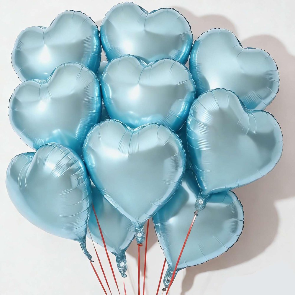10Pcs Baby Blue Foil Heart Shaped Balloons 18 Inch Light Blue Heart Balloons For Baby Shower Wedding Valentine Decorations Love Balloons Party Decorations