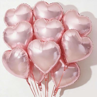10pcs Baby Pink Heart Balloons - 18 Inch Light Pink Heart Shapes for Baby Shower, Wedding, Valentine's Day Decorations