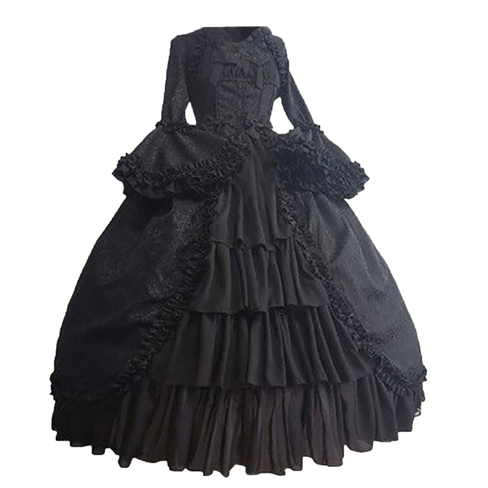 Akklian Cosplay Costumes Lolita Dress Teen Girls Court Party Rococo Kawaii Dress Ren Faire Sweet Cute Anime Princess Dresses Black