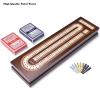 AMEROUS Wooden Cribbage Board Game Set with Magnetic Lock - Metal Pegs - 2 Playing Cards - Continuous 3 Track Board - Larger Storage Area, Travel Portable Cribbage Game Sets for Family view 2
