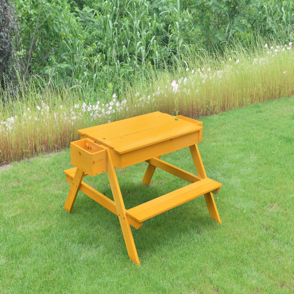 Avenlur Kids Wooden Sand Table - Sensory Play, Durable Pine Wood, Portable, Storage Shelf - Creative Outdoor Imaginative Play Set