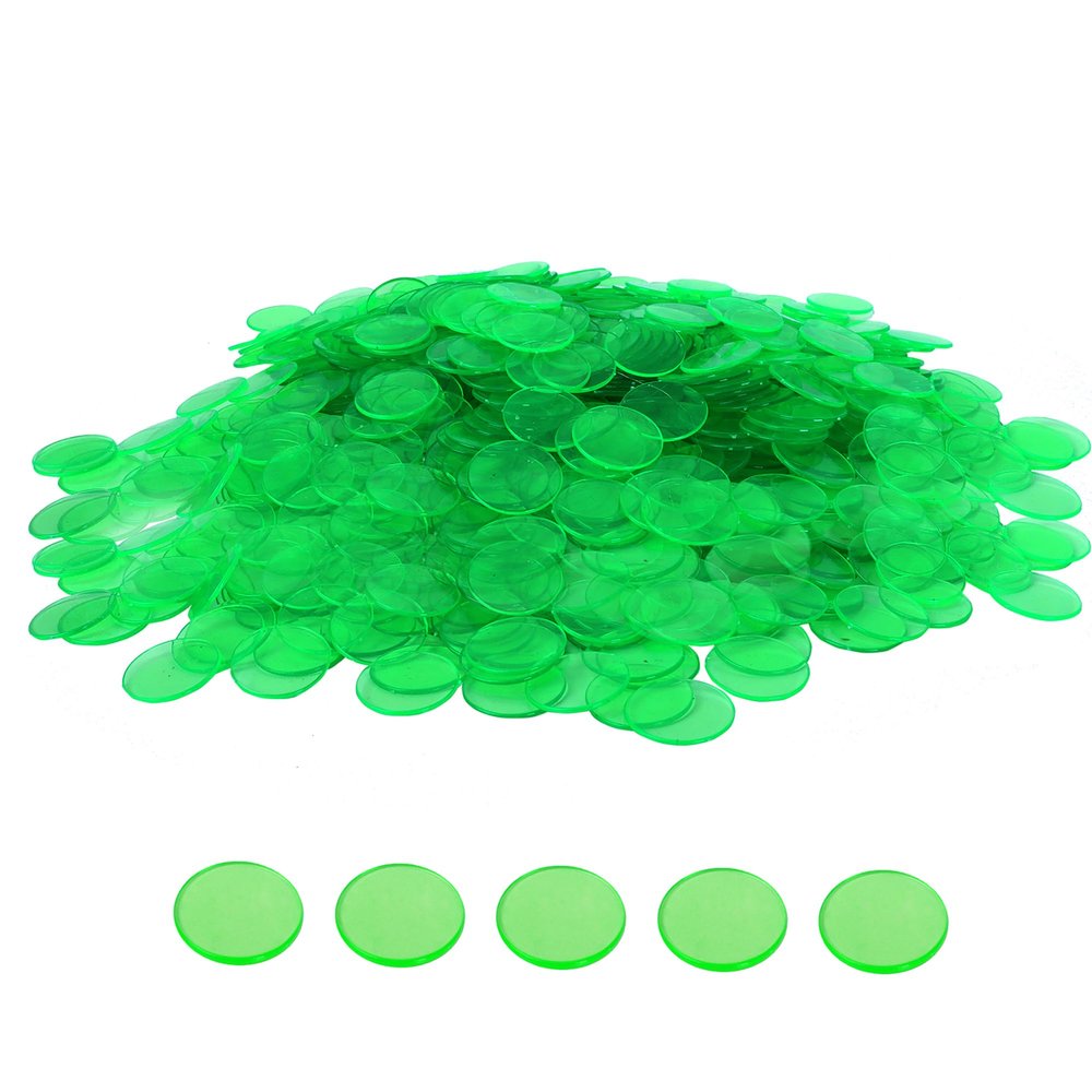 GSE Games & Sports Expert Green Bingo Chips, 2,000 Pieces 3/4-Inch High-Contrast Transparent Counting Chips for Bingo Games, Parties