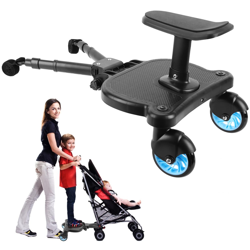 2026 New-Universal Stroller Board with Detachable Seat, 2in1 Sit and Stand Stroller Connectors for Most Strollers, Holds Children Up to 55 LBs Stroller Standing Board(Blue)