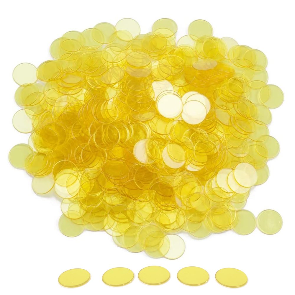 GSE Games & Sports Expert Games & Sports Expert 2,000 Pieces 3/4-Inch Yellow Bingo Chips, High-Contrast Transparent Counting Chips for Bingo Games, Parties