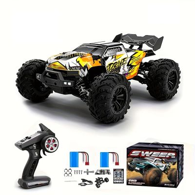 JIKEFUN 1:16 Brushless Fast RC Cars for Adults Max 43MPH,4WD High Speed All Terrain RC Monster Trucks,Two Batteries Last 40+ Mins,Hobby Offroad Remote Control Car Gift for Toys for Boys