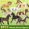 8 in 1 Horse Toy Set for Girl Age 6-12, 8 Pcs Realistic 5 inch Plastic Horsse Figure with Stable, Horrse Toy Figurine Farm Animal Gift for Boy Toddler Kid Horse Birthday Party Decoration Supplies view 2