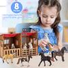 8 in 1 Horse Toy Set for Girl Age 6-12, 8 Pcs Realistic 5 inch Plastic Horsse Figure with Stable, Horrse Toy Figurine Farm Animal Gift for Boy Toddler Kid Horse Birthday Party Decoration Supplies view 4