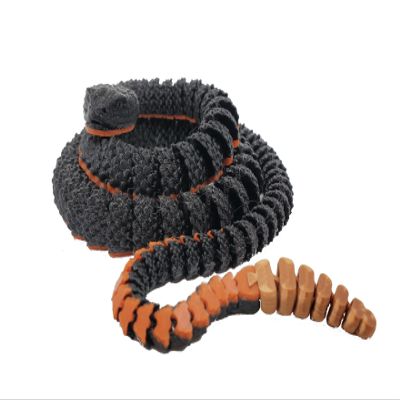 3D Printed Rattlesnake - Customizable, Made to Order Articulated Animal Model (Giant, Ember)