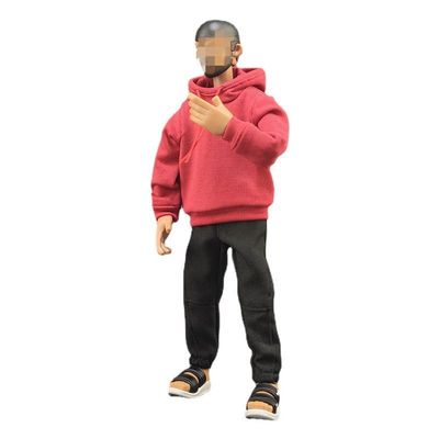 1/10 Scale Male Clothes,Men's Hoodie Sportswear Costume Outfit Top Clothes for 7inch Male Action Figure Body (Red, 1/10 Scale)
