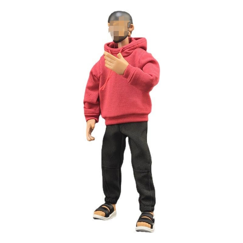 1/10 Scale Male Clothes,Men's Hoodie Sportswear Costume Outfit Top Clothes for 7inch Male Action Figure Body (Red, 1/10 Scale)