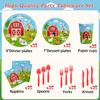 150 Pcs Farm Animal Birthday Party Decorations Farm Plates Tableware Barnyard Farm Birthday Party Supplies Serves 25 Farm Themed Cups, Farm Animal Napkins Red Knife/Fork/Spoon view 2
