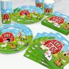 150 Pcs Farm Animal Birthday Party Decorations Farm Plates Tableware Barnyard Farm Birthday Party Supplies Serves 25 Farm Themed Cups, Farm Animal Napkins Red Knife/Fork/Spoon view 3