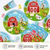 150 Pcs Farm Animal Birthday Party Decorations Farm Plates Tableware Barnyard Farm Birthday Party Supplies Serves 25 Farm Themed Cups, Farm Animal Napkins Red Knife/Fork/Spoon view 4