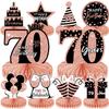 10 Pieces Rose Gold 70th Birthday Decoration,70th Birthday Centerpieces for Tables Happy 70th Honeycomb Table Topper for Women,70th Birthday Table Sign Decor view 1