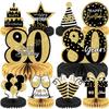 10PCS Black Gold 80th birthday decorations for Men and Women80 birthday Decorations Honeycomb table centerpiecesHappy 80th Birthday Centerpieces Tables Toppers80th Birthday Table Sign Decor view 1