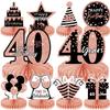 10Pcs Rose Gold Pink 40th Birthday Decorations Honeycomb Centerpieces for women ,Happy 40th Birthday Centerpieces Tables Toppers Party Decorations Supplies,40th Birthday Table Sign Decor view 1