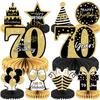 10PCS Black Gold 70th birthday decorations for Men and Women70 birthday Decorations Honeycomb table centerpiecesHappy 70th Birthday Centerpieces Tables Toppers70th Birthday Table Sign Decor view 1