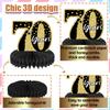 10PCS Black Gold 70th birthday decorations for Men and Women70 birthday Decorations Honeycomb table centerpiecesHappy 70th Birthday Centerpieces Tables Toppers70th Birthday Table Sign Decor view 4