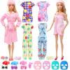 23 Pcs Doll Clothes and Accessories Including 6 Sets Bathrobes Pajamas, Towels, Headband, 3 Slippers and 8 Toiletries Accessories for 11.5 inch Girl Doll view 1