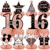 10Pcs Rose Gold Sweet 16th Birthday Decorations for Girls,16th birthday Honeycomb centerpieces for tables Sixteen Year Old Birthday Table Toppers Sign Decor view 1