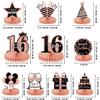 10Pcs Rose Gold Sweet 16th Birthday Decorations for Girls,16th birthday Honeycomb centerpieces for tables Sixteen Year Old Birthday Table Toppers Sign Decor view 2