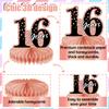 10Pcs Rose Gold Sweet 16th Birthday Decorations for Girls,16th birthday Honeycomb centerpieces for tables Sixteen Year Old Birthday Table Toppers Sign Decor view 4