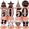10Pcs Rose Gold 50th birthday decorations Honeycomb Centerpieces for women Happy 50th Birthday Centerpieces Tables Toppers Party Supplies,50th Birthday Table Sign Decor view 1