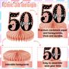10Pcs Rose Gold 50th birthday decorations Honeycomb Centerpieces for women Happy 50th Birthday Centerpieces Tables Toppers Party Supplies,50th Birthday Table Sign Decor view 4