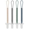 4-Pack Silicone Pacifier Clips with a Woven Rope Shape for Baby Boys and Girls - Flexible and Rust-Free Holders for Teething Relief and Baby Essentials, Safe for Newborns (Grey) view 1