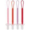 4-Pack Silicone Pacifier Clips with a Woven Rope Shape for Baby Boys and Girls - Flexible and Rust-Free Holders for Teething Relief and Baby Essentials, Safe for Newborns (Pink) view 1