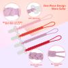 4-Pack Silicone Pacifier Clips with a Woven Rope Shape for Baby Boys and Girls - Flexible and Rust-Free Holders for Teething Relief and Baby Essentials, Safe for Newborns (Pink) view 3