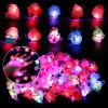 KIMOBER 50PCS Christmas Light Up Rings,Assorted Santa Snowman Flash LED Rings Toys Glow in the Dark Ring Toys for Xmas Kids Party Favors view 1