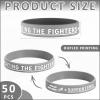 50 Pcs Brain Cancer Awareness Rubber Bracelets Gray Ribbon Awareness Silicone Wristband Bulk Brain Injury Cancer Awareness Bracelet Motivational Wristbands For Unisex Men Women Support Fundraisers view 2