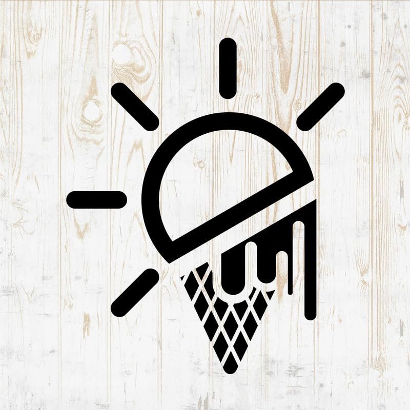 Ice Cream Decals Peel and Stick - Wall Vinyl Decals Stickers - Cone Sundae Cart Chocolate Silhouette - Car Window Truck Laptop - Kitchen Cafe Bar Shop Store Girls Kids Nursery Room Decor DWSV16742