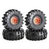 Chanmoo 4Pcs RC 2.2 Beadlock 10-Spokes Wheel Rims & Rubber Crawler Tire for 1/10 RC Crawler Axial SCX10 RBX10 Wraith 90048 90018 Traxxas TRX4 (Orange) view 1