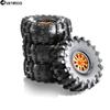 Chanmoo 4Pcs RC 2.2 Beadlock 10-Spokes Wheel Rims & Rubber Crawler Tire for 1/10 RC Crawler Axial SCX10 RBX10 Wraith 90048 90018 Traxxas TRX4 (Orange) view 3