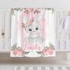Personalized Baby Blanket for Girls Boys Bunny Custom Baby Blanket with Name Swaddle Blanket for Toddlers Infants Kids Shower Newborns Nursery Stroller Crib Decor Throw Birthday Gift view 1