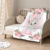 Personalized Baby Blanket for Girls Boys Bunny Custom Baby Blanket with Name Swaddle Blanket for Toddlers Infants Kids Shower Newborns Nursery Stroller Crib Decor Throw Birthday Gift view 2
