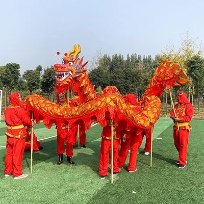 Lion Dance Dragon Plastic+Gold Satin Cloth Chinese Dragon Dance 6m Dragon and Lion Dance Props Outdoor Sport Silk Dragon