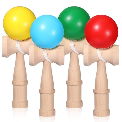 Libima 4 Packs Wood Kendama Catch Ball Toy in Cup Game Wooden Vintage Catch Hand Eye Coordination Educational Game for Beginner Birthday Party Supplies Favors Gifts(Classic)