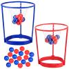2 Pack Head Hoop Basketball Party Game for Kids and Adults Carnival Game Adjustable Basket Net Headband with 20 Balls for Carnival Party Birthday Party Family Indoor Outdoor Game (Red + Blue) view 1