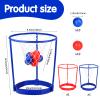 2 Pack Head Hoop Basketball Party Game for Kids and Adults Carnival Game Adjustable Basket Net Headband with 20 Balls for Carnival Party Birthday Party Family Indoor Outdoor Game (Red + Blue) view 2