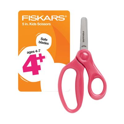 Fiskars Blunt-Tip Scissors for Kids, School or Crafting, 5", Premium Pink, 1-Pack