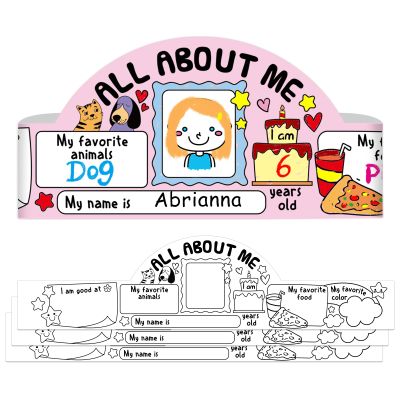 D4DREAM All About Me Crowns - 24pcs Color Your Own DIY Paper Hats for Kids Back to School Craft Party Hats for Kindergarten Preschool Elementary Classroom Teacher Supplie