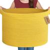 MEGASKET Extra Large Yellow Basket, 22 X 22 X 14 Cotton Rope Yellow Decor for Living Room Bedroom, Woven Basket for Blanket, Laundry, Towel, Shoe, Baby Nursery Toy Organizer, Room Decor Storage Bin view 1