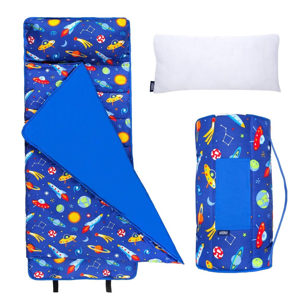 Wildkin Kids Microfiber Nap Mat Soft Sleep Mat with Pillow, Ideal for School & Travel - Out of This World