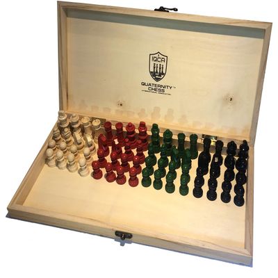 4 Player Chess Quaternity Chess Basic39 Pine Wood Foldable Chess Board with Wooden Pieces