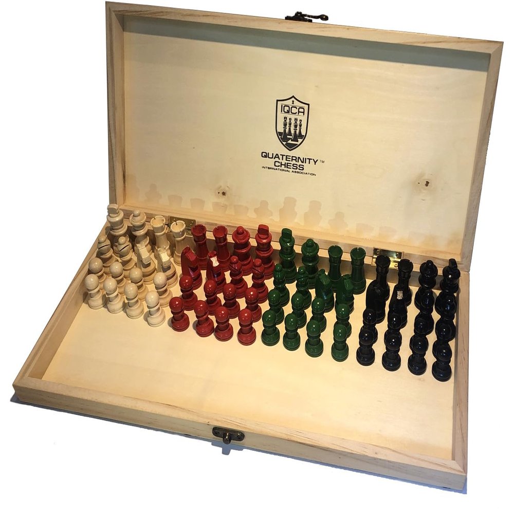 4 Player Chess Quaternity Chess Basic39 Pine Wood Foldable Chess Board with Wooden Pieces